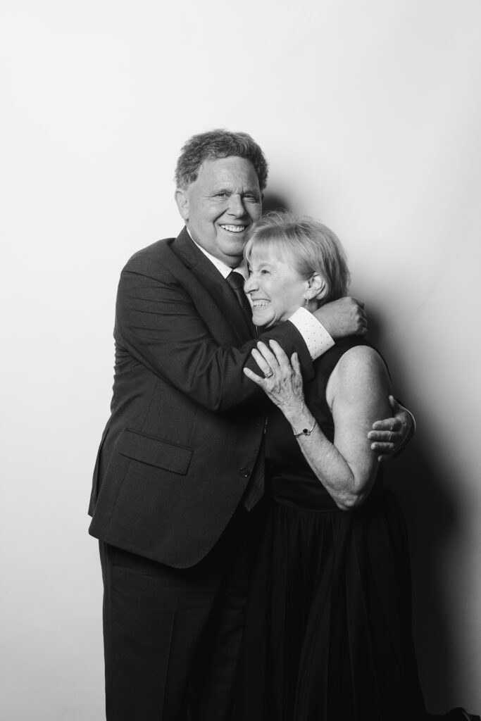 Sweet black-and-white portrait of longtime couple.

